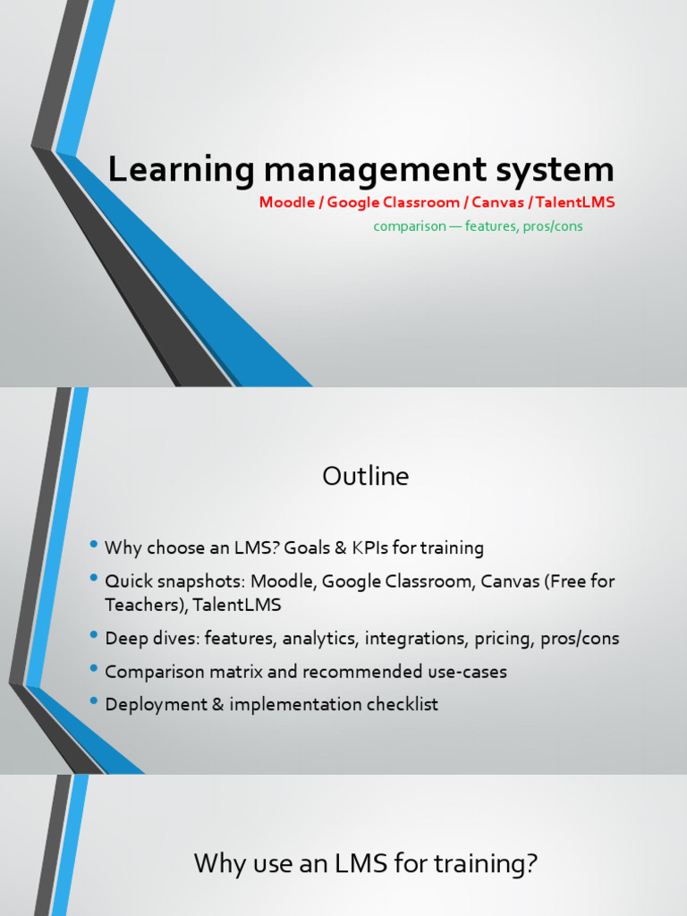 LMS Comparison: Moodle, Google Classroom, Canvas, TalentLMS | PDF ...