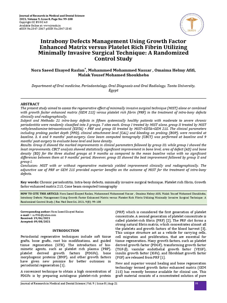 deepti 2 | PDF | Periodontology | Platelet