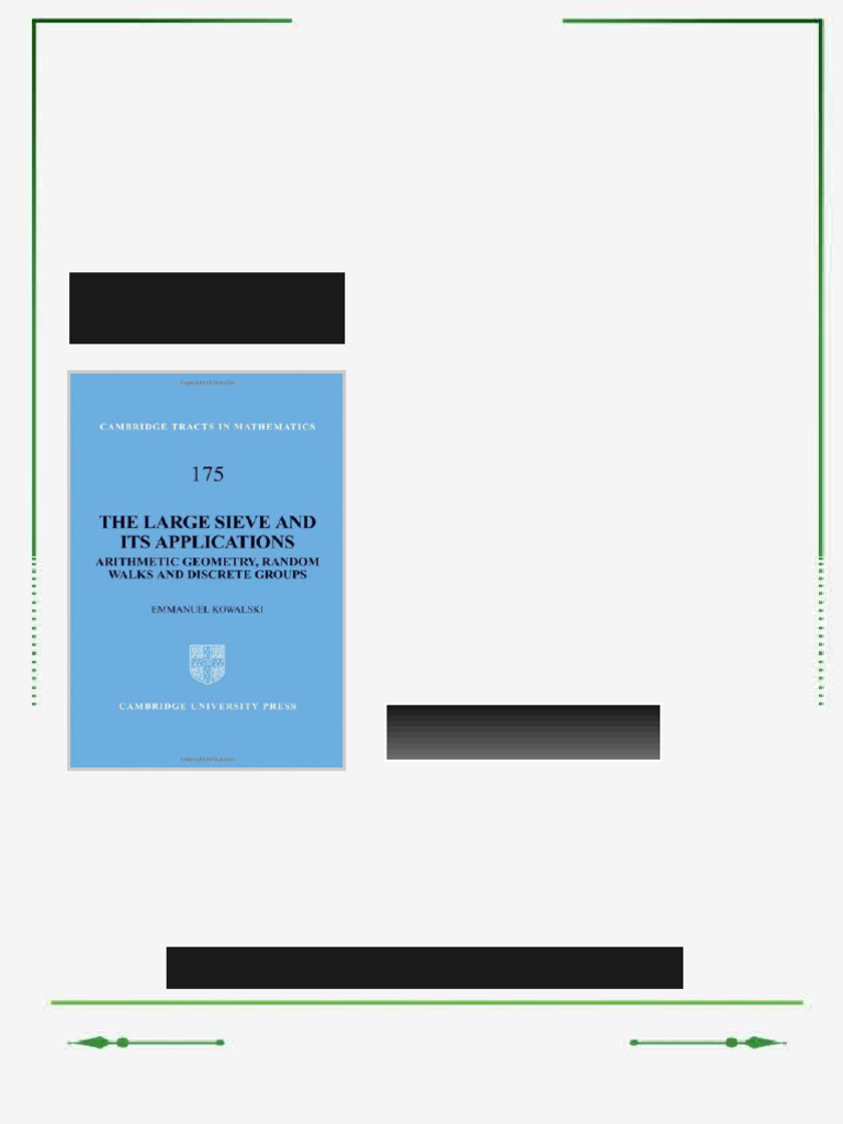 The Large Sieve and its Applications Arithmetic Geometry Random Walks ...