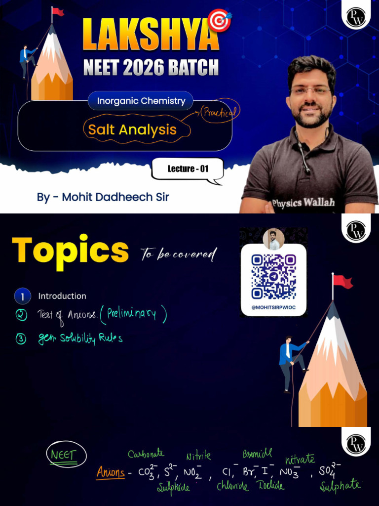 Salt Analysis 01 Class Notes | PDF