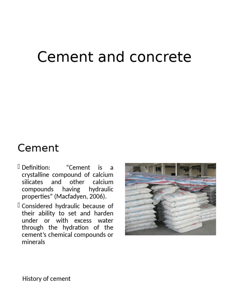 Cement and Concrete Overview Guide | PDF | Concrete | Cement
