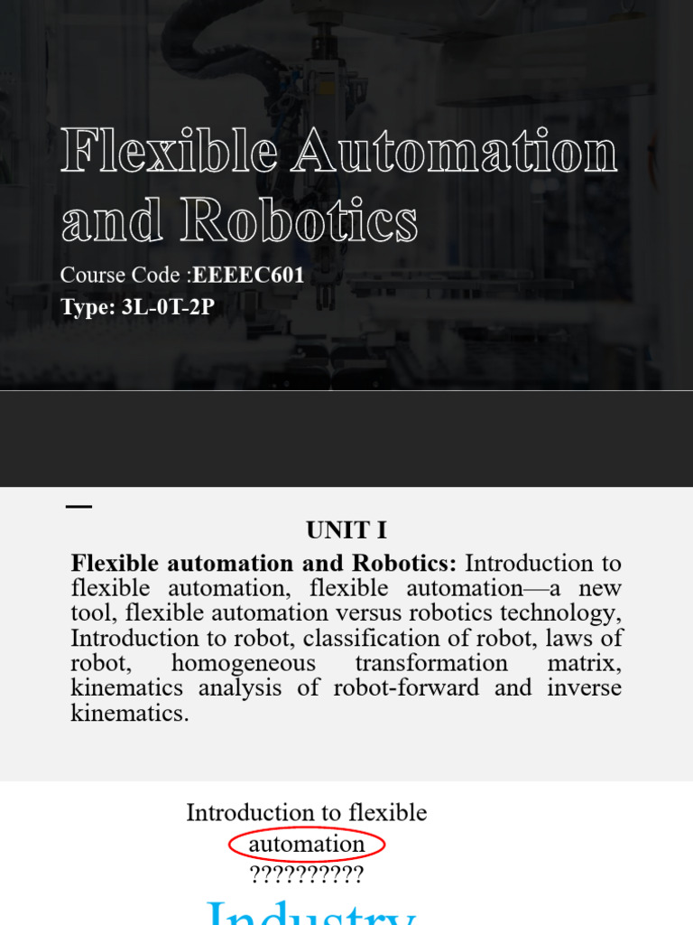 Flexible Automation and Robotics Overview | PDF | Automation ...