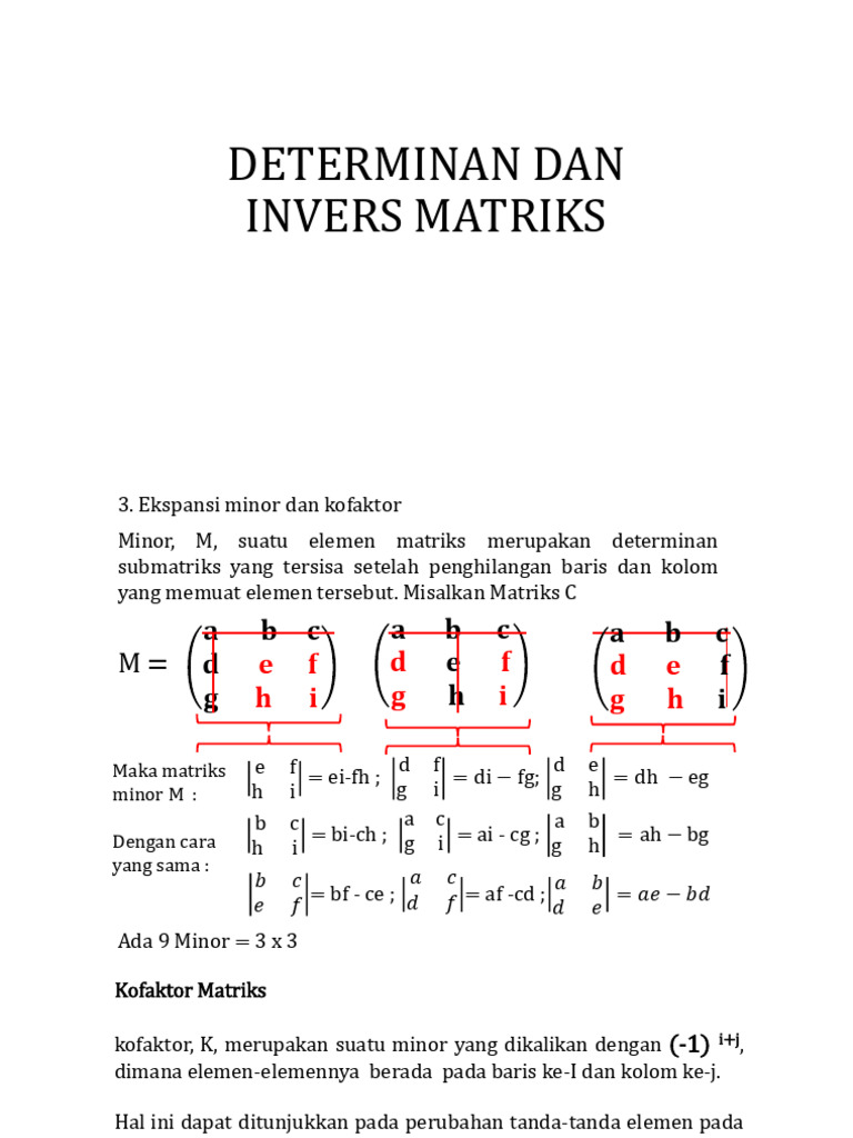 Minor dan Kofaktor dalam Matriks | PDF