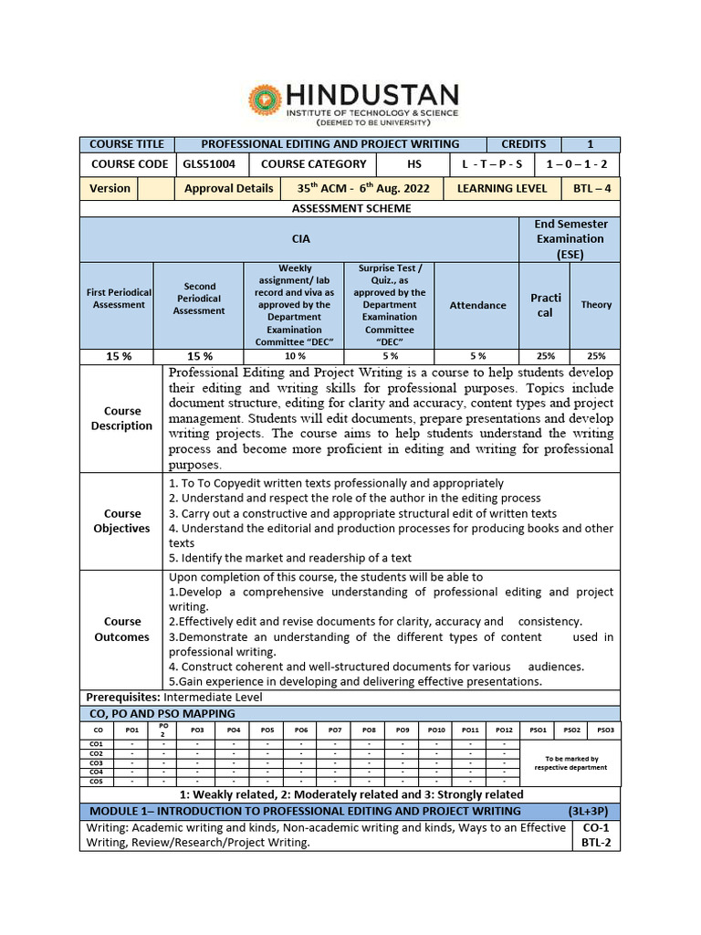 GLS51004 - Professional Editing and Project Writing (1) | PDF | Editing ...