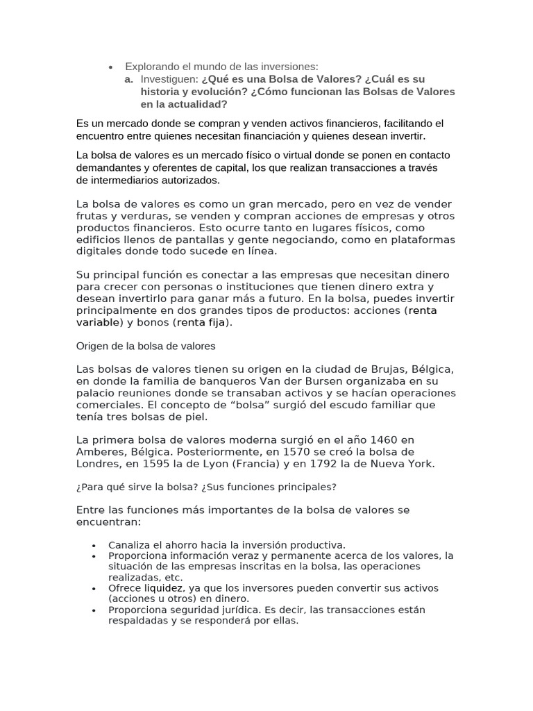Guía Completa sobre la Bolsa de Valores | PDF | Bolsa | Compartir ...
