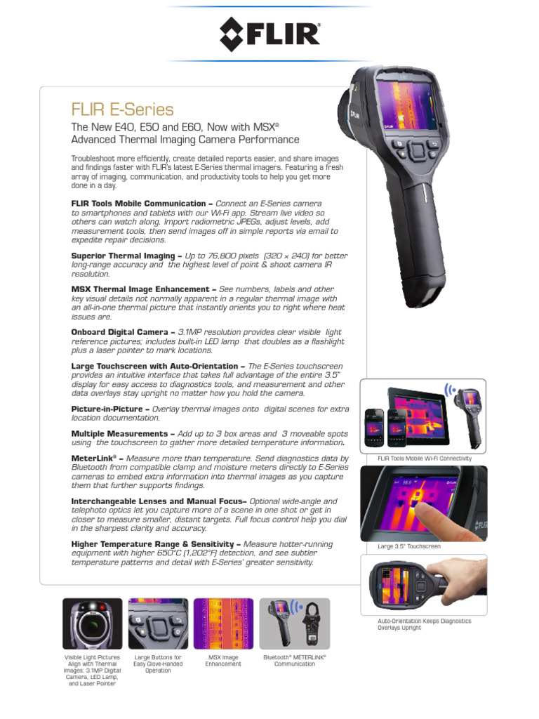 FLIR E Series Datasheet D | PDF | Thermography | Camera