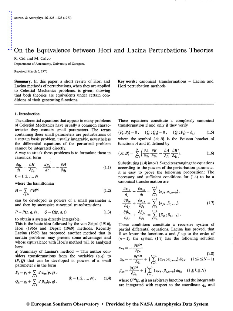 AA-Cid-Calvo _ Equivalence Hori and Lacina Perturbations _ 1973 | PDF