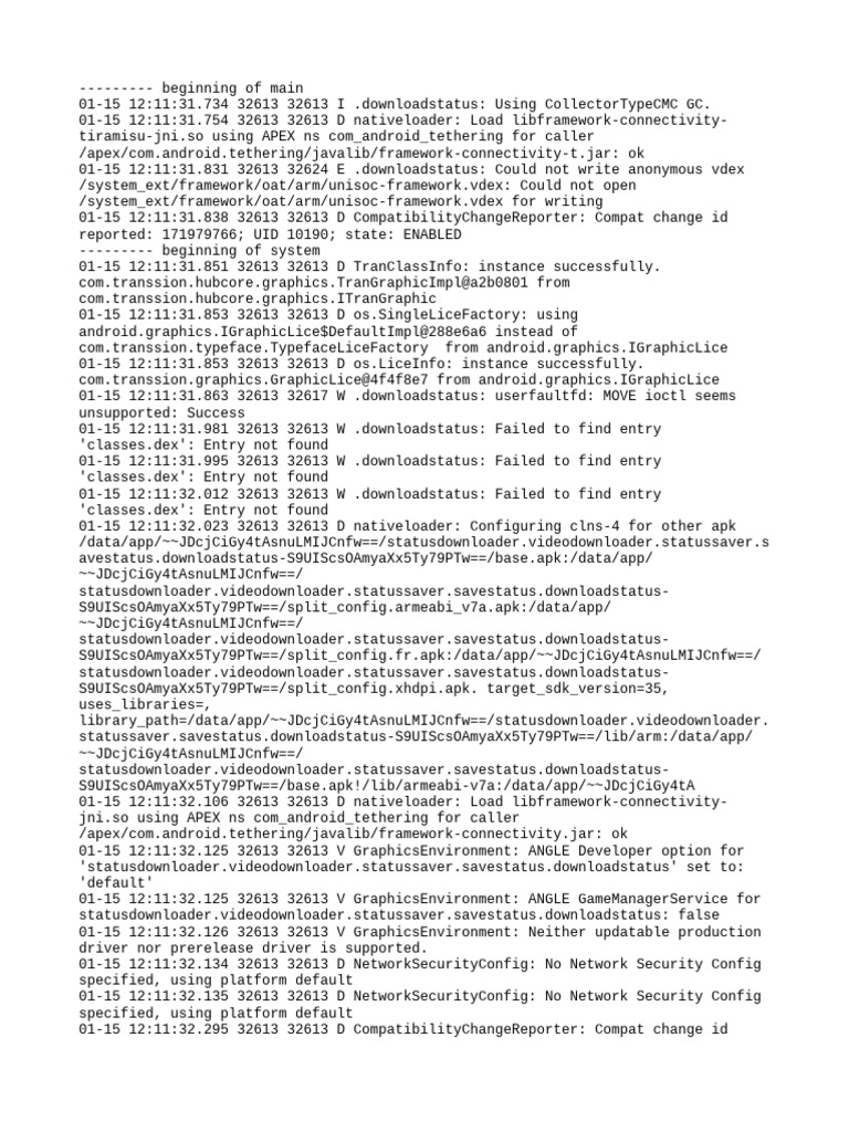 SS_logcat_1_15_12_11_32 | PDF | Computing Platforms | Computer Architecture
