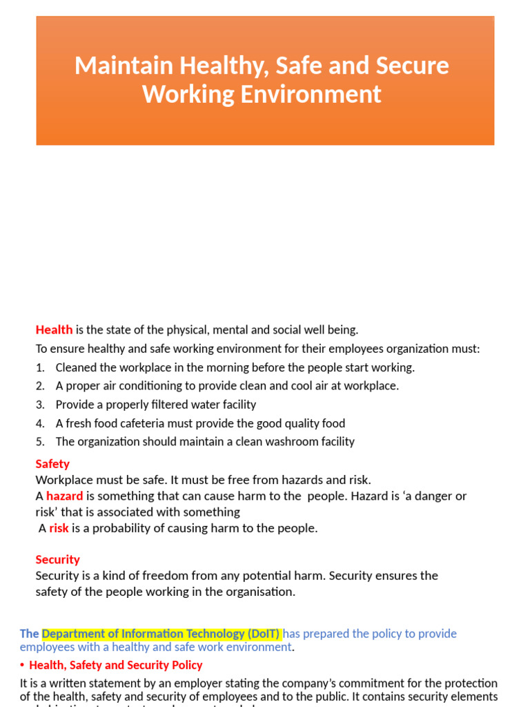 Healthy and Safe Workplace Guidelines | PDF | Safety