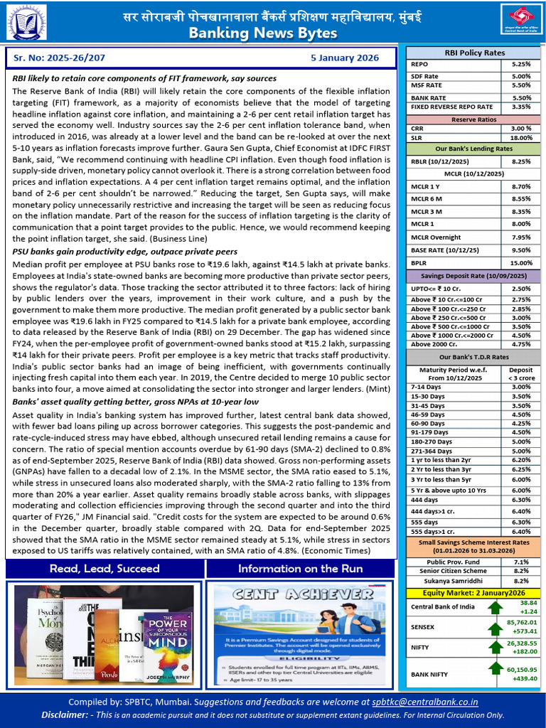 Banking News and RBI Rates Update | PDF | Inflation | Reserve Bank Of India