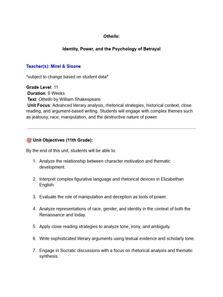 Othello: Analyzing Power and Betrayal | PDF | Iago | Othello