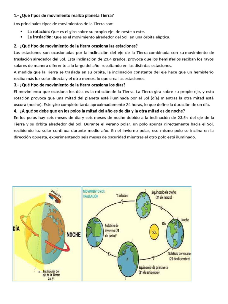 Movimientos de la Tierra y sus efectos | PDF