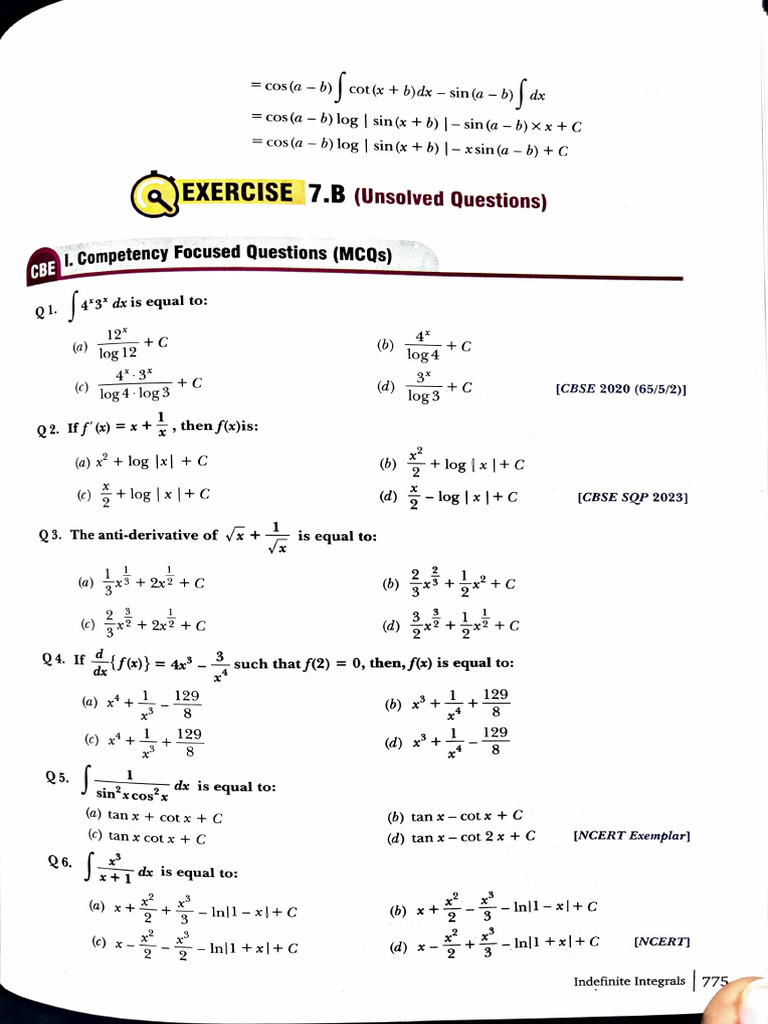 Competency-Based Questions on Integrals | PDF