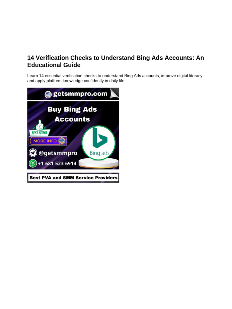 14 Verification Checks Before You Purchase Bing Ads Accounts | PDF ...
