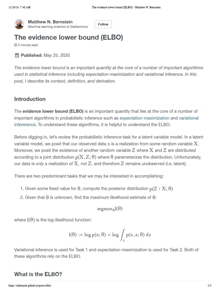Understanding the Evidence Lower Bound | PDF | Probability | Applied ...
