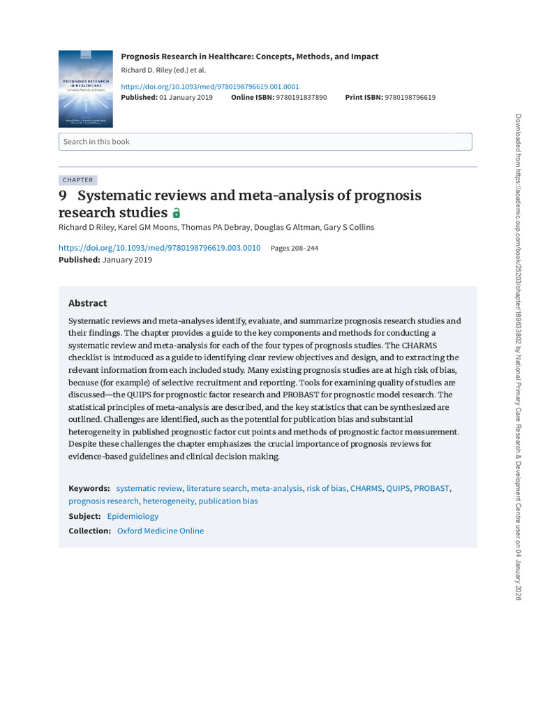Systematic Reviews in Prognosis Research | PDF | Systematic Review ...