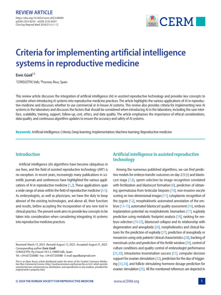 AI Integration in Reproductive Medicine | PDF | Artificial Intelligence ...