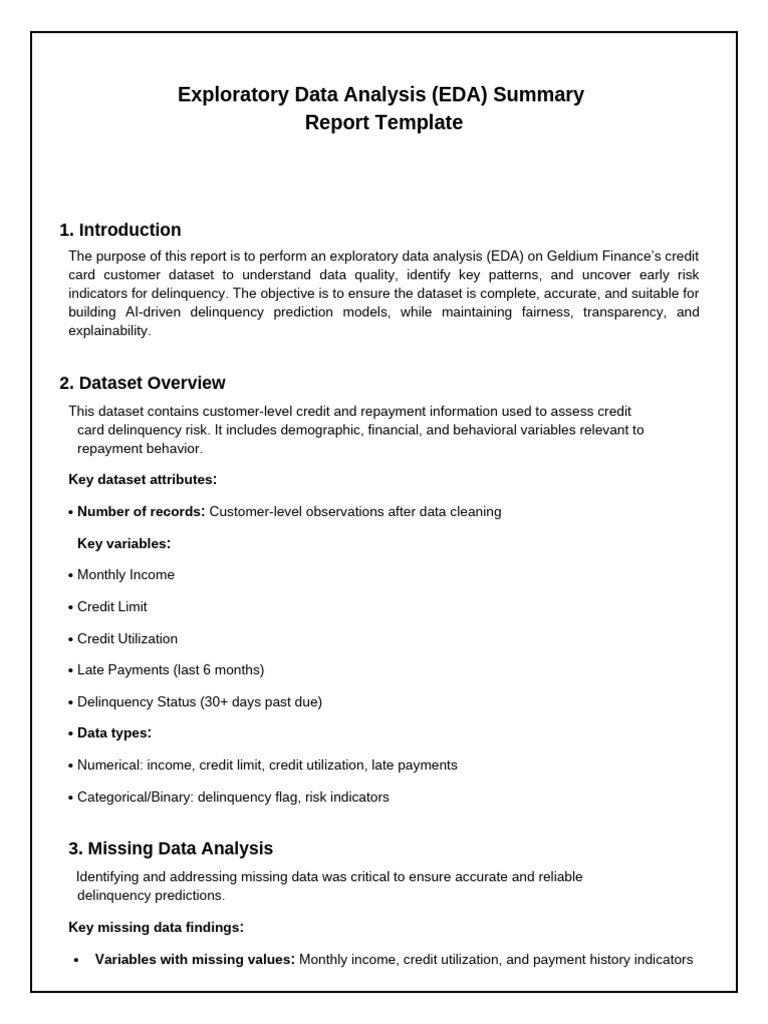 EDA Summary for Credit Card Delinquency | PDF | Data Analysis