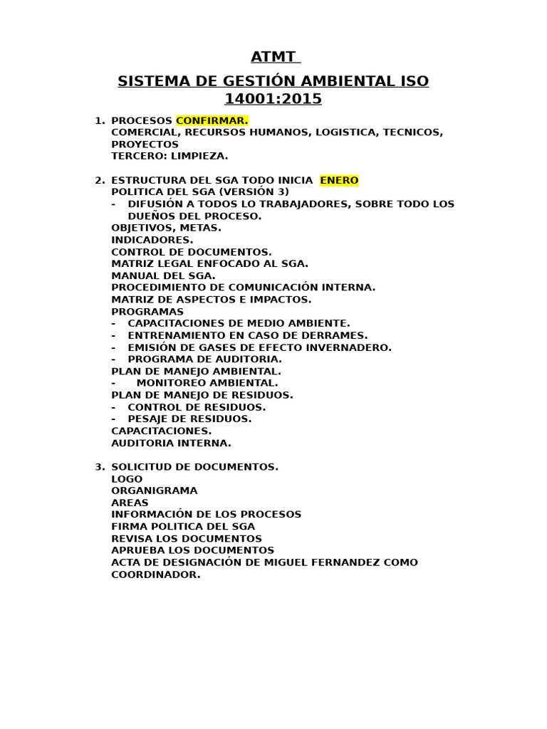 Sistema de Gestión Ambiental ISO 14001 | PDF