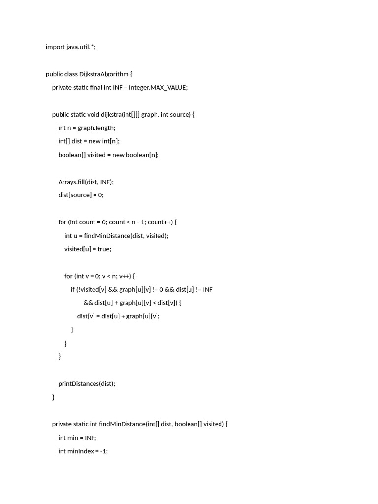 Dijkstra's Algorithm Implementation in Java | PDF