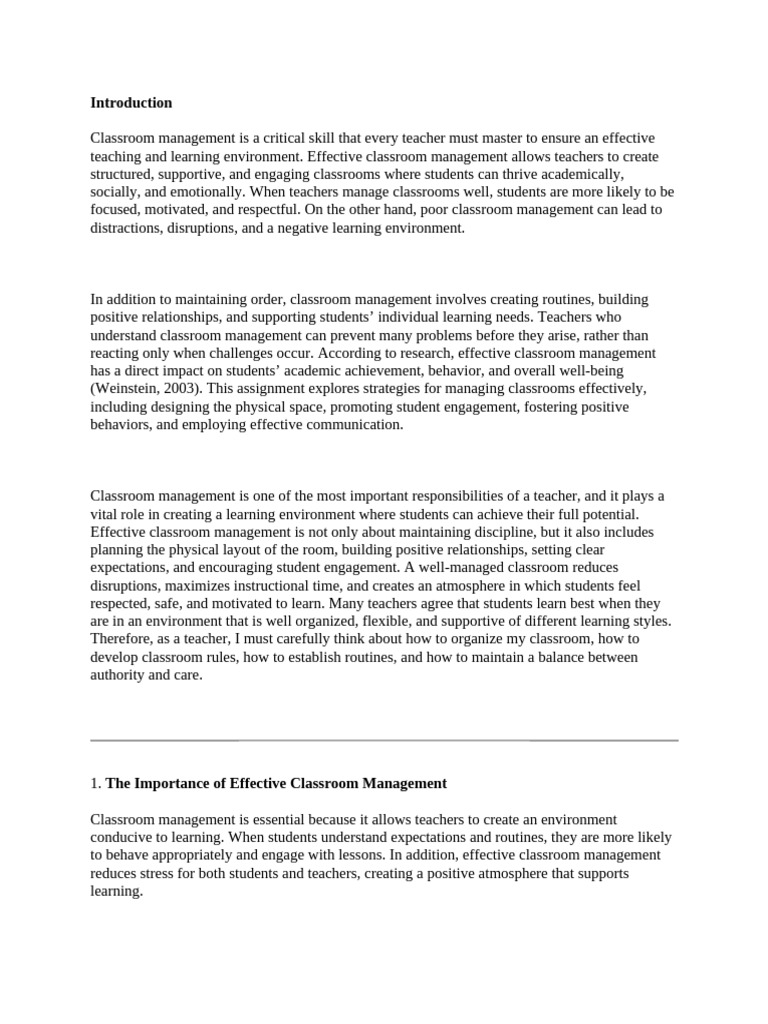 Effective Classroom Management Strategies | PDF | Classroom Management ...