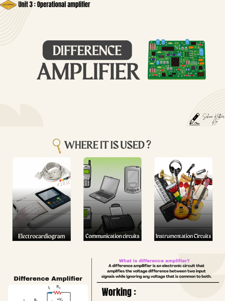 Difference Amplifier Explained: Uses & Gain | PDF | Amplifier ...