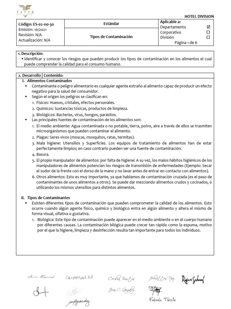 Tipos de Contaminación Alimentaria | PDF | Alimentos | Contaminación