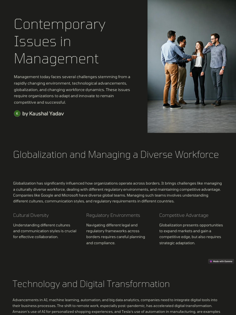 Contemporary Issues in Management | PDF | Diversity (Business ...