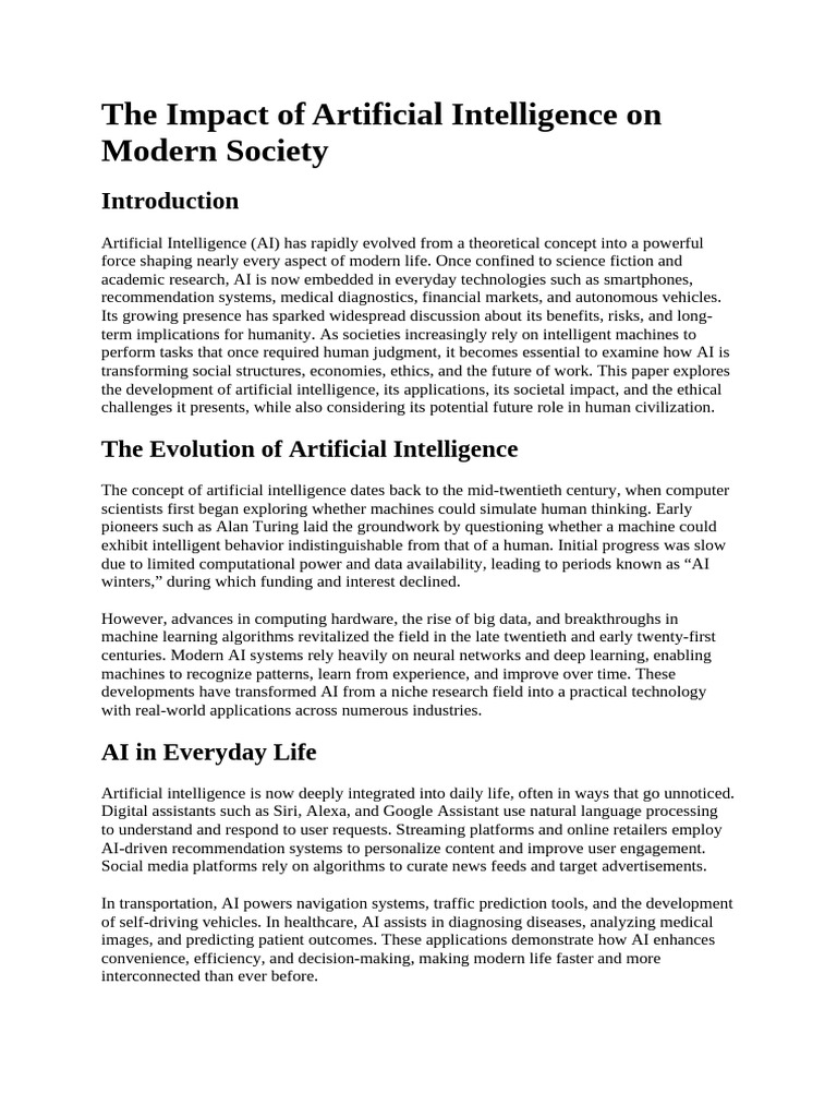 AI's Transformative Role in Society | PDF | Artificial Intelligence ...