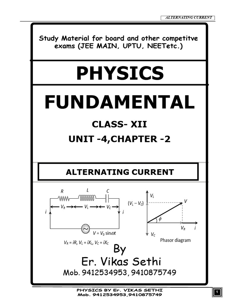Alternating Current Study Guide | PDF | Inductance | Inductor