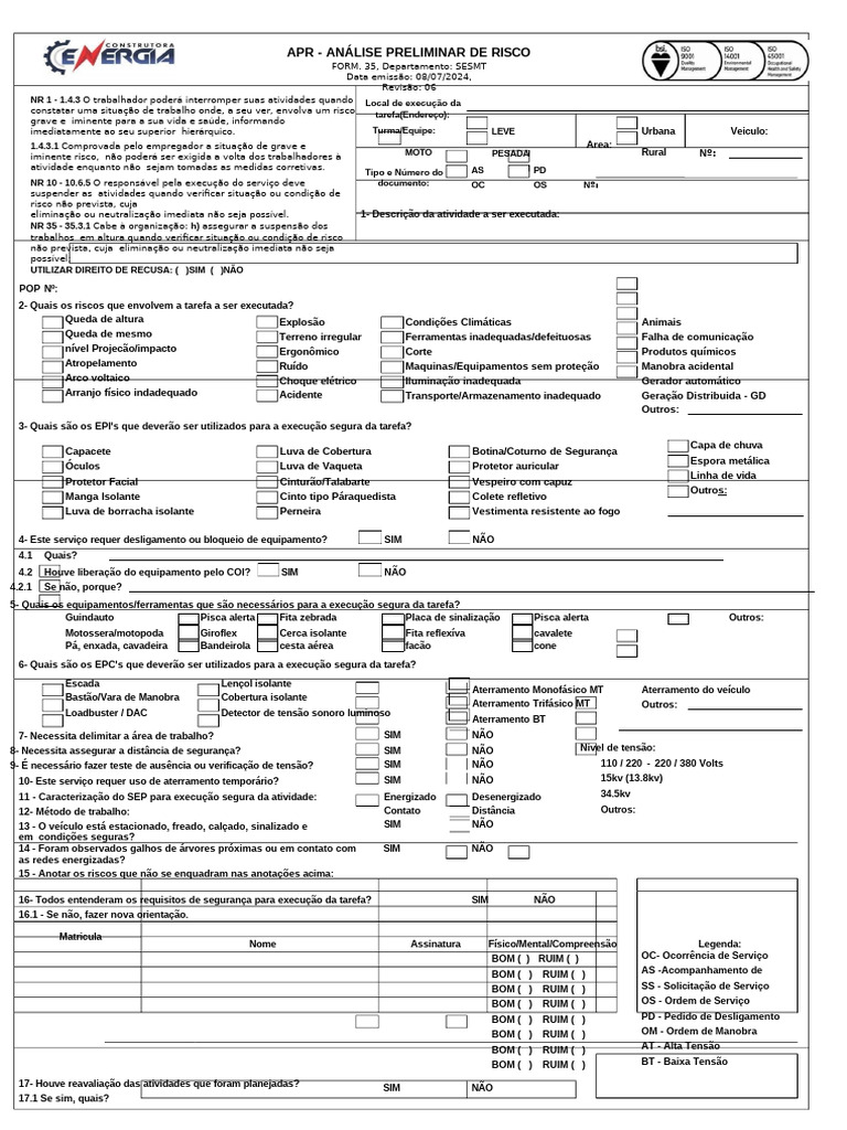 Form 35 - APR VersA3o 06 | PDF | Eletromagnetismo | Eletricidade