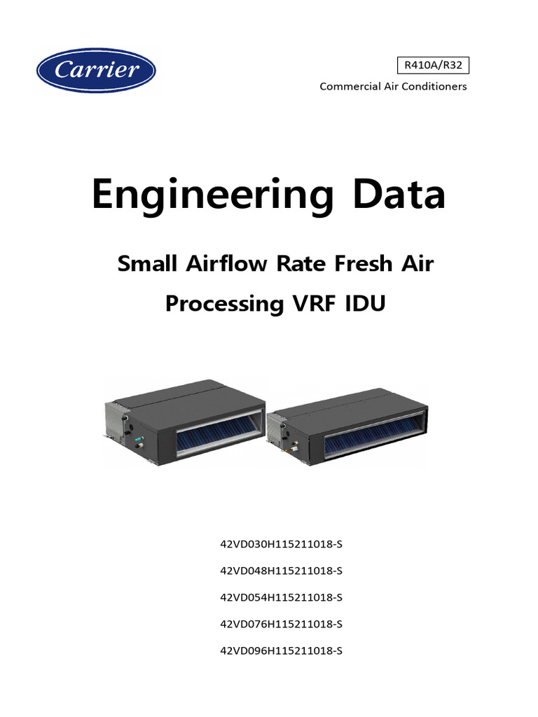 Carrier VRF Indoor Units Engineering Data | PDF | Pressure | Power Supply