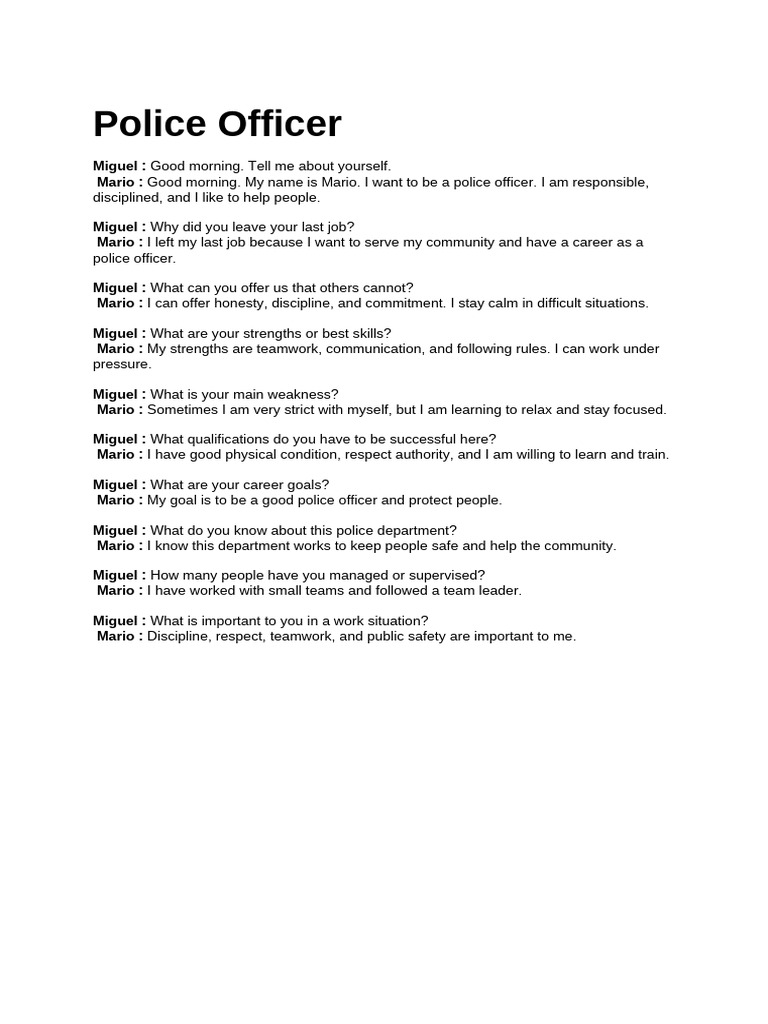 Police Officer Interview Insights | PDF