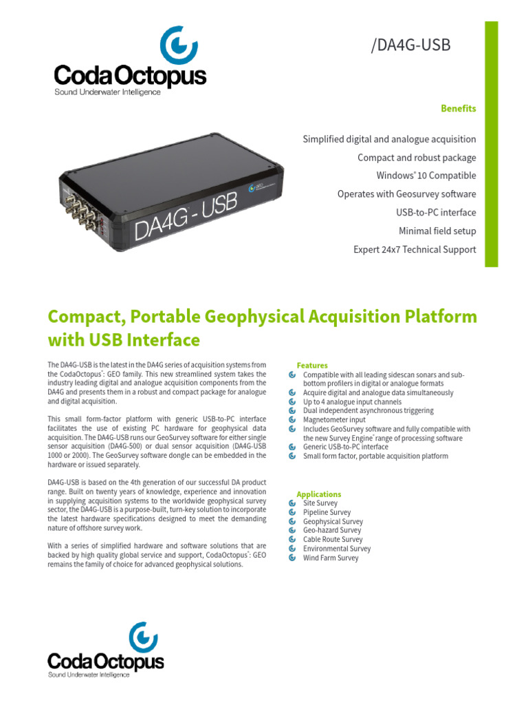 Compact DA4G-USB Geophysical System | PDF | Usb | Computing