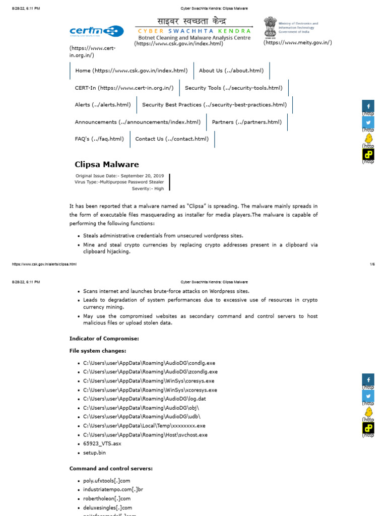 Clipsa Malware Alert and Prevention Guide | PDF | Malware | Ransomware
