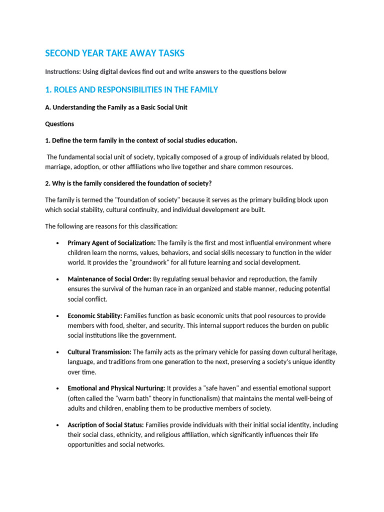 Second Year Take Away Tasks Social Studies-WPS Office | PDF | Cost Of ...