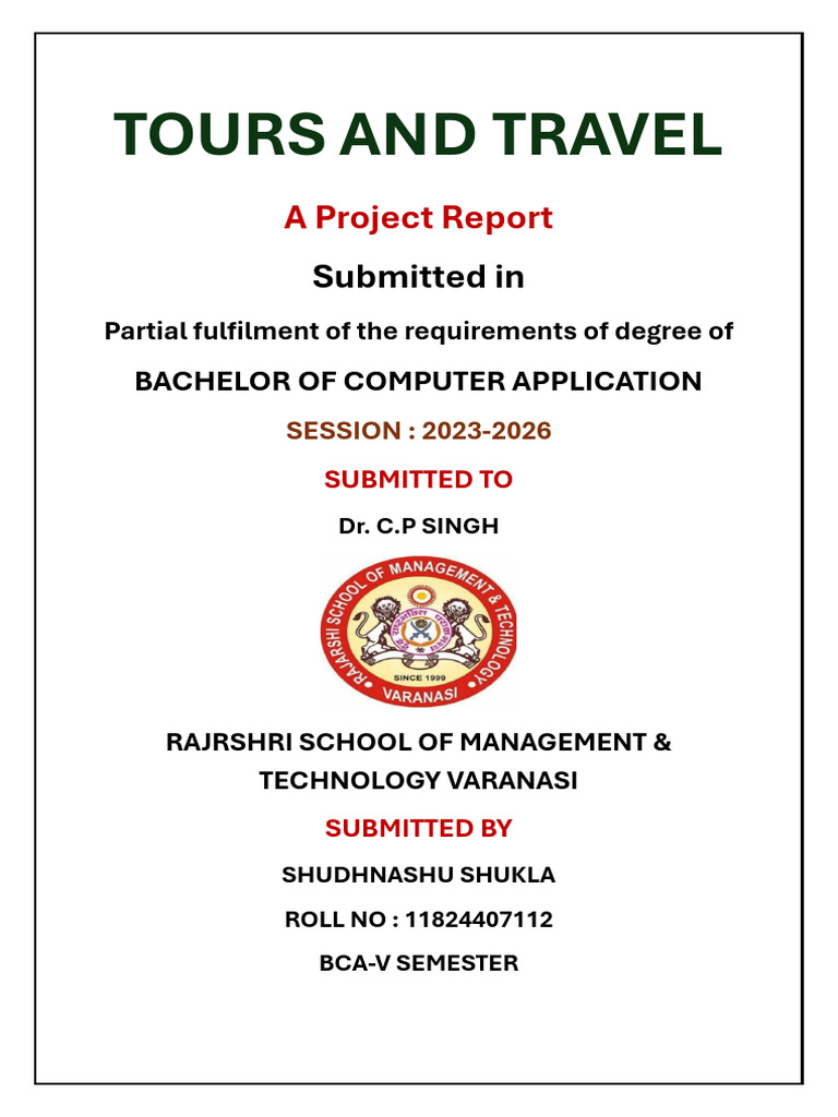 Tours and Travel Project Report BCA | PDF