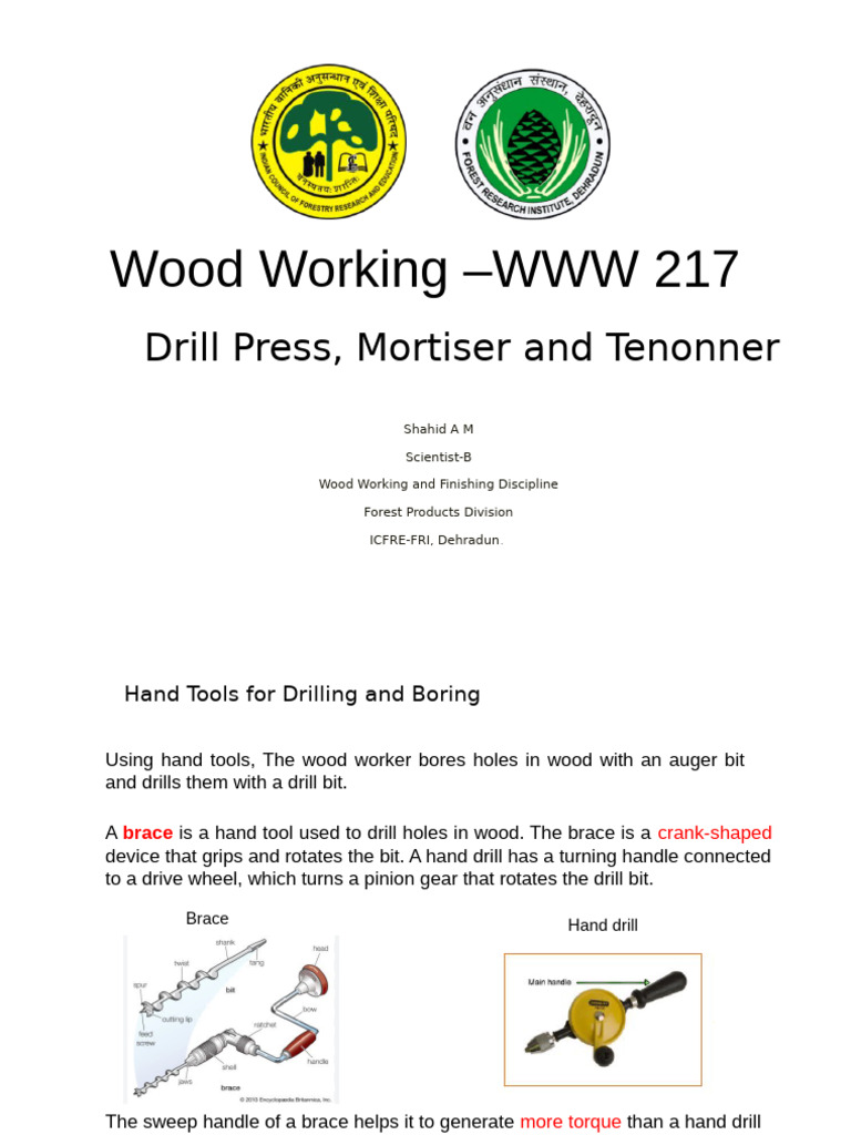 Drill Press and Mortiser Wood Working –WWW 217 | PDF | Drill | Drilling
