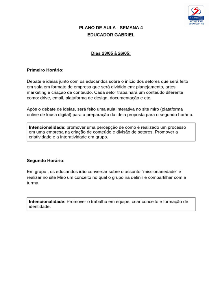 Plano de Aula: Criatividade e Projeto de Vida | PDF | Vida | Irã