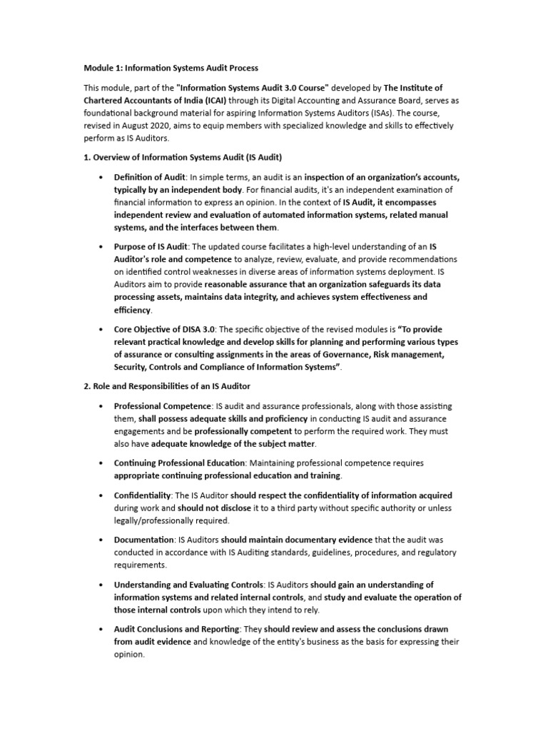 Information Systems Audit Overview | PDF | Audit | Auditor's Report