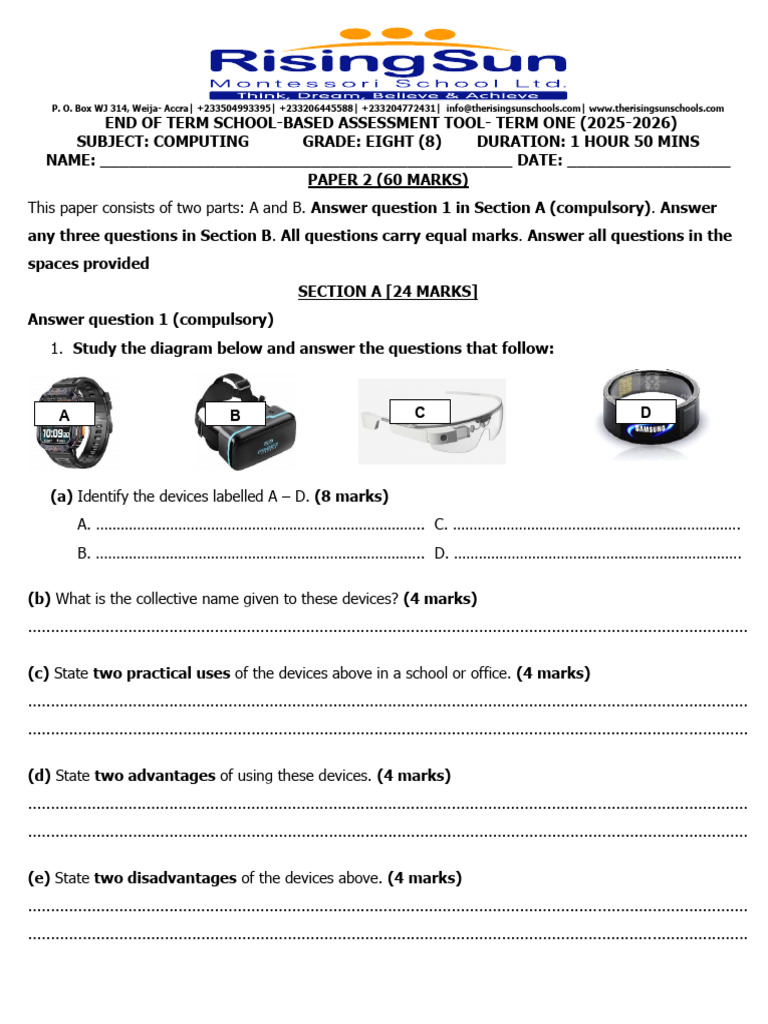 Computing Assessment Tool for Grade 8 | PDF | Smart Card | Smartwatch