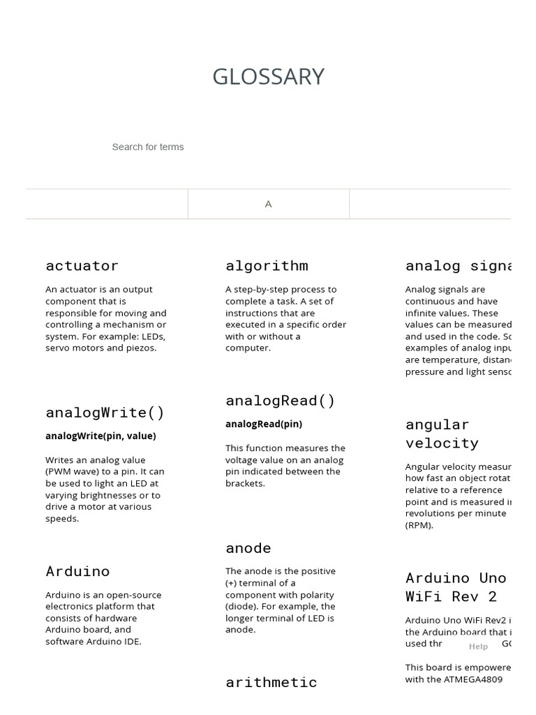 Arduino Terminology Glossary | PDF | Arduino | Integer (Computer Science)