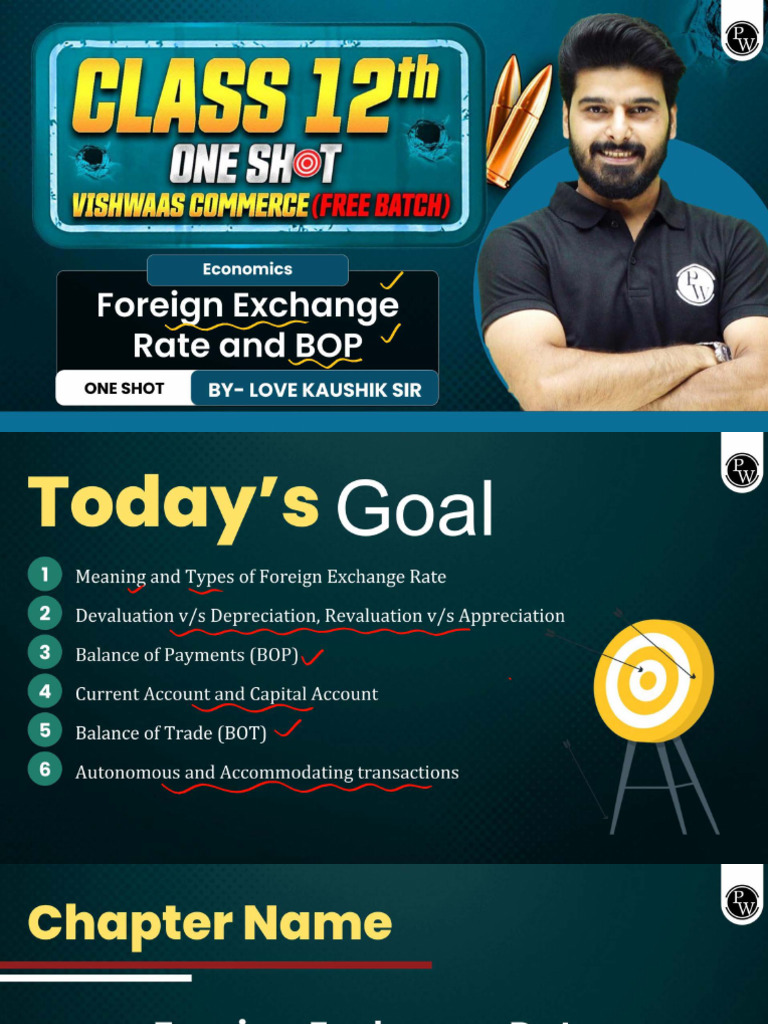 Balance of Payment & Foreign Exchange Rate : Class Notes | PDF
