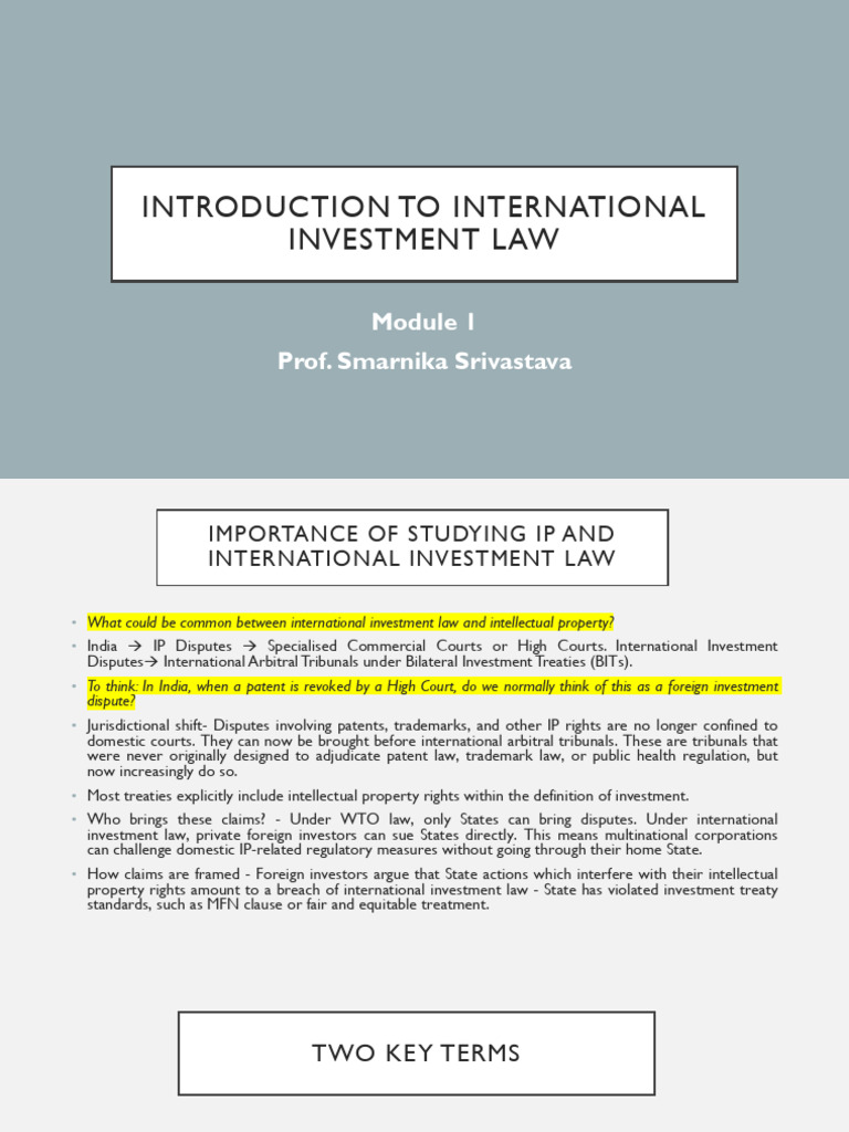 Overview of International Investment Law | PDF | Most Favoured Nation ...