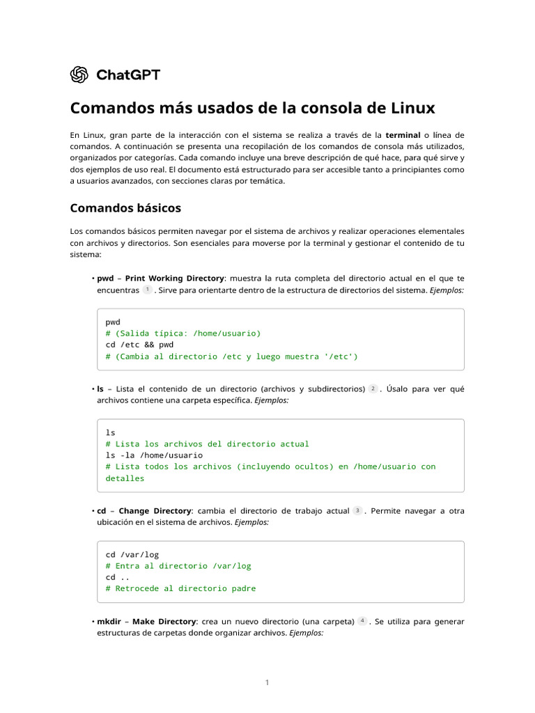 Comandos Esenciales de Linux en Consola | PDF | Archivo de computadora ...