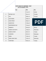 Percept Group of Companies - West List of Holidays - 2012