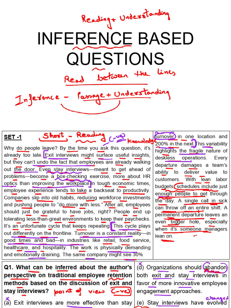 Inference Based Questions-1 With Annotation 11th Dec | PDF | Peer ...