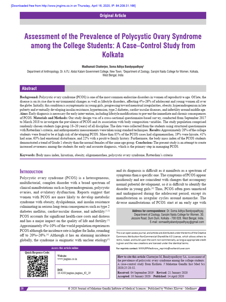 Prevalence of PCOS in College Students | PDF | Polycystic Ovary ...
