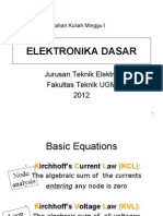 Elektronika Dasar: Jurusan Teknik Elektro Fakultas Teknik UGM 2012
