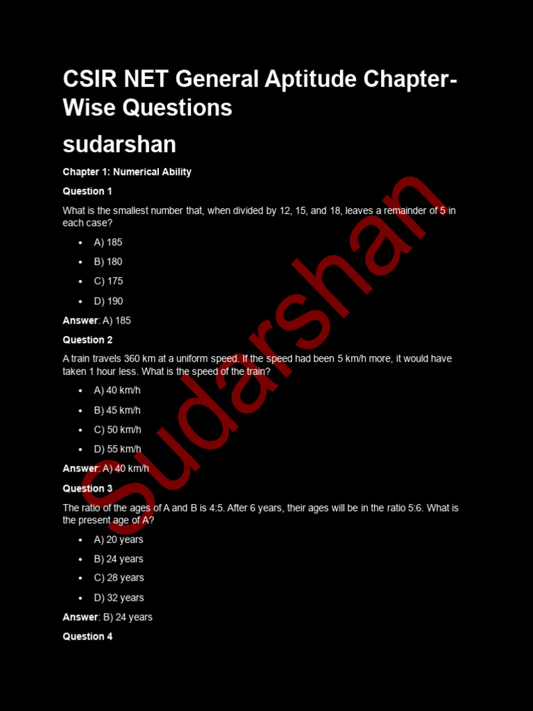 CSIR NET General Aptitude Questions | PDF | Area | Mean